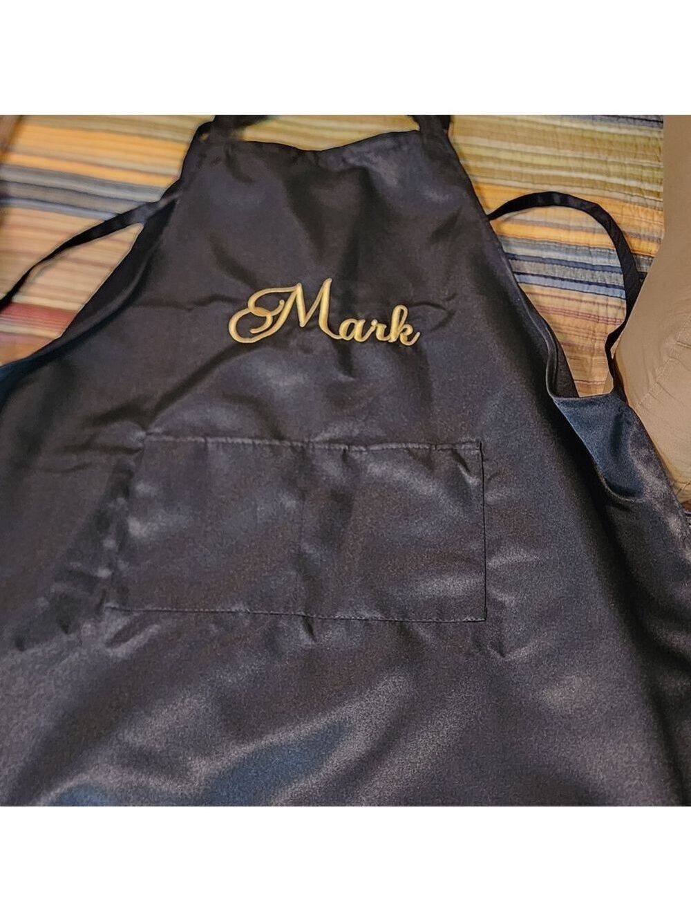 Personalized Black Apron with Pocket